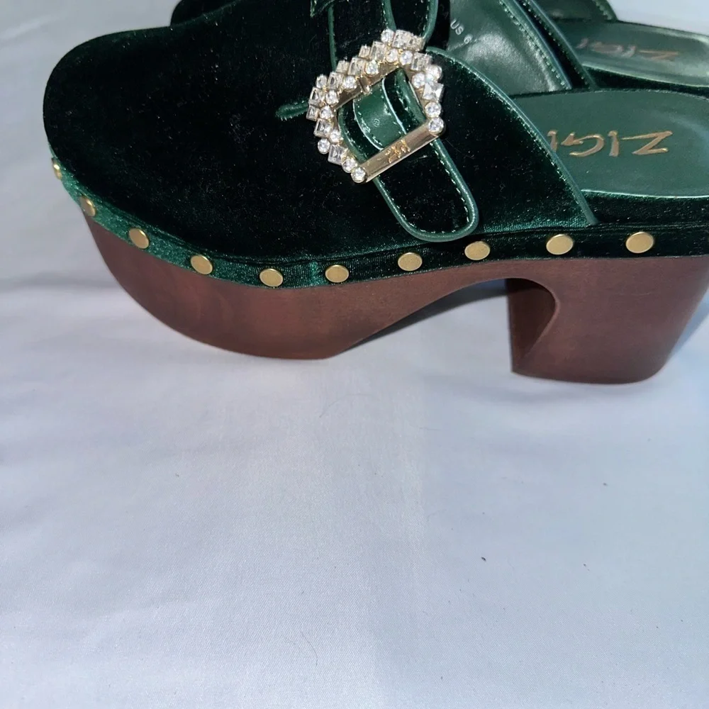 ZIGI BEAUTIFUL GREEN PLATFORM CLOGS - Picture 11 of 12